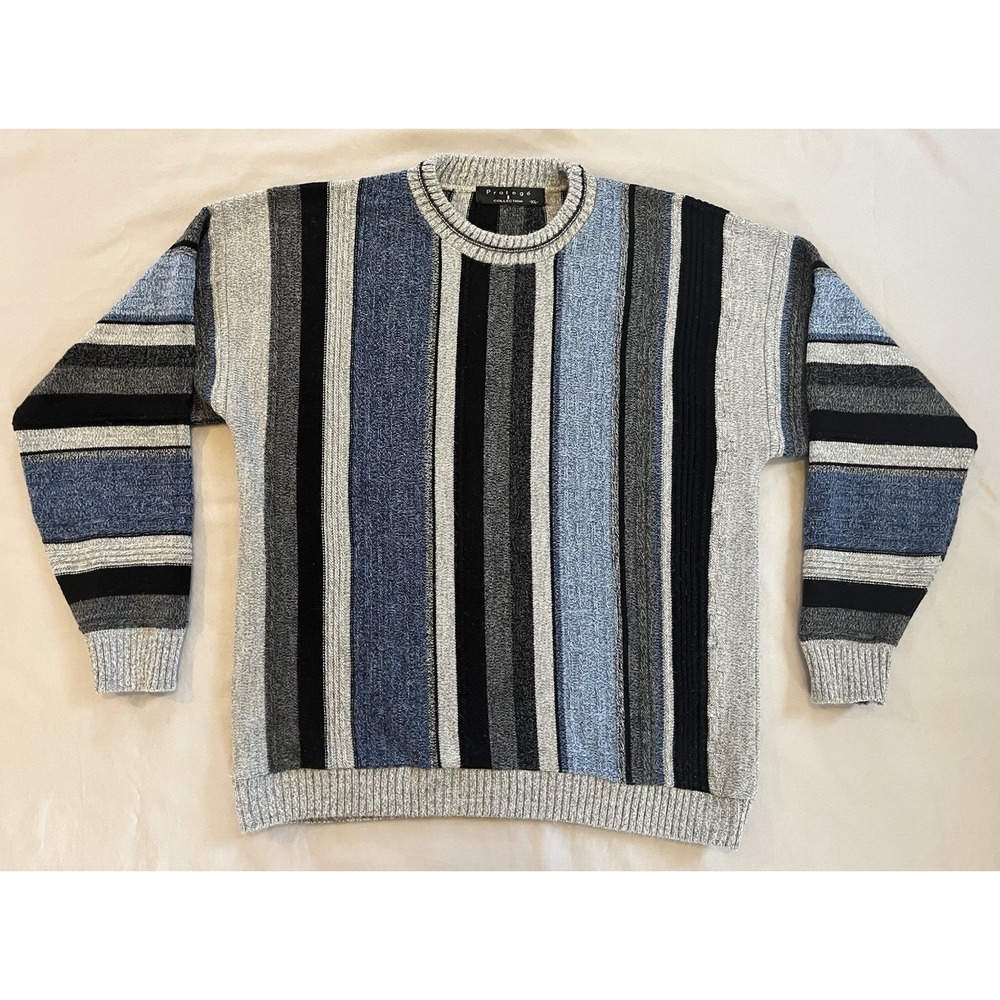 Vintage Sweater Protege Textured Pullover Blue XL